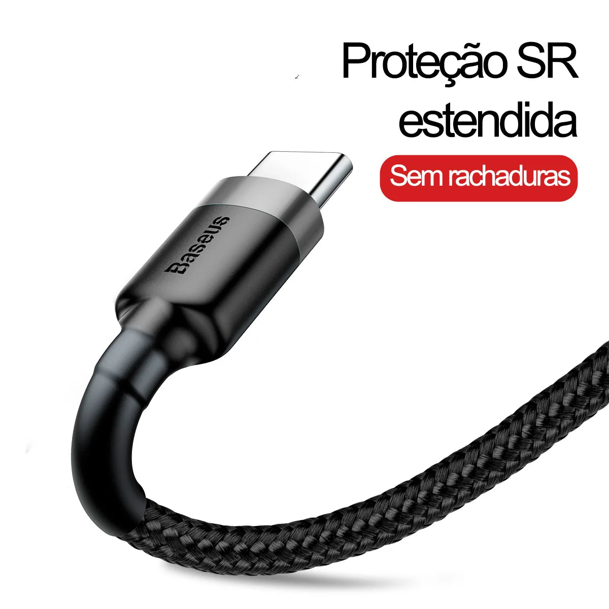 Cabo Cafule Baseus USB-C 3A – Carregamento Rápido, Nylon Reforçado e Alta Durabilidade