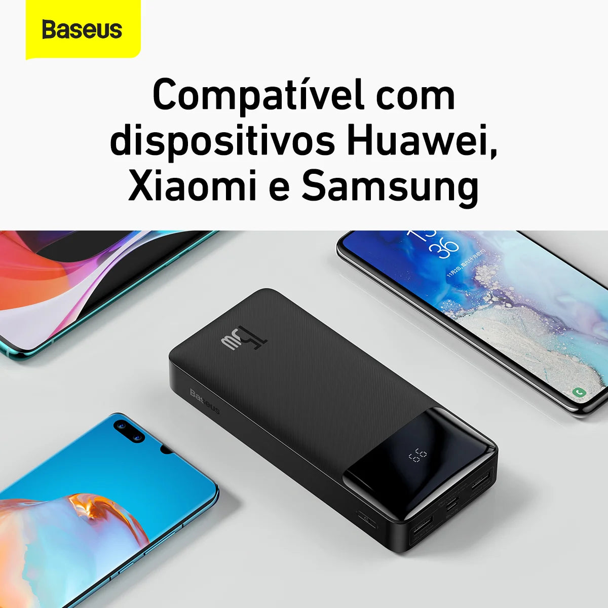 Carregador Portátil Baseus 20.000mAh – Super Potência, Carregamento Rápido e Múltiplas Conexões