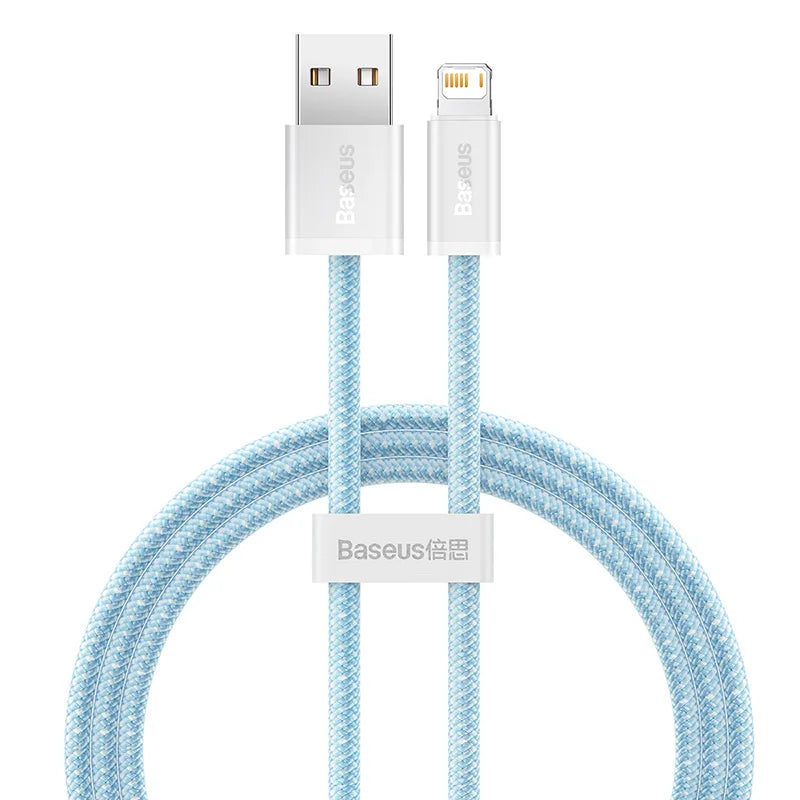 Cabo Baseus Lightning 2.4A – 2m, Carregamento Rápido e Nylon Reforçado para iPhone