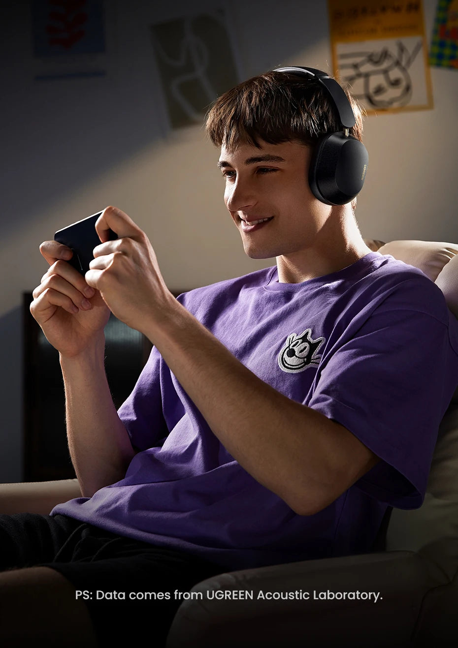 Headset UGREEN HiTune Max5C – Fone Bluetooth Over-Ear com Cancelamento Ativo de Ruído (ANC 43dB), Hi-Res LDAC e 75h de Bateria