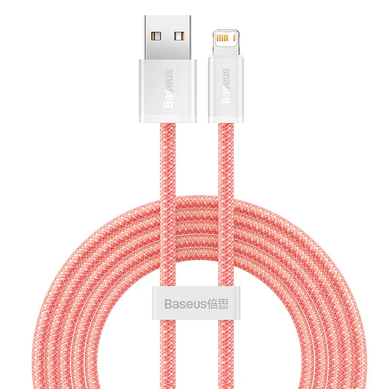 Cabo Baseus Lightning 2.4A – 2m, Carregamento Rápido e Nylon Reforçado para iPhone