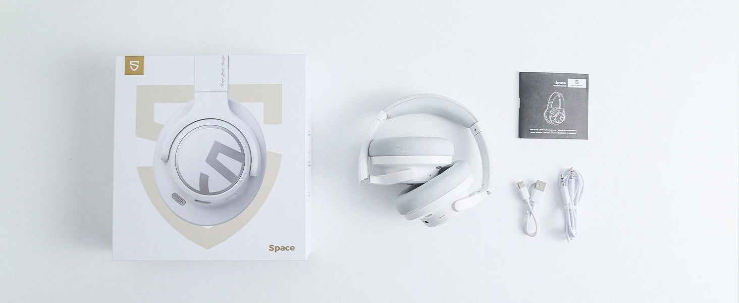Headset SoundPEATS Space – Fone Bluetooth Over-Ear com Cancelamento Ativo de Ruído (ANC 35dB), Hi-Res LDAC e até 123h de Bateria
