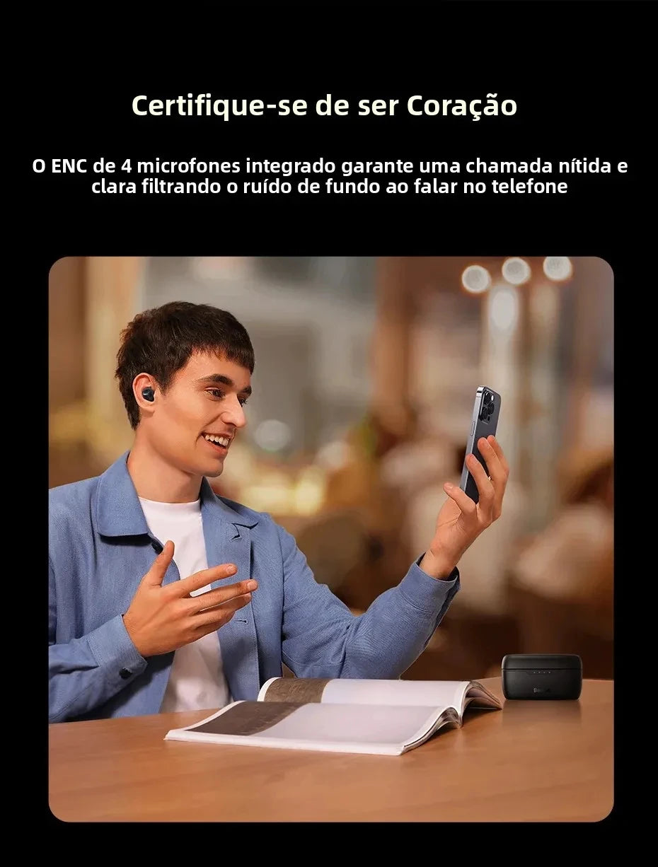 Fone de Ouvido Sem Fio Baseus Bowie MA10 – Som Potente, ANC e até 140h de Bateria