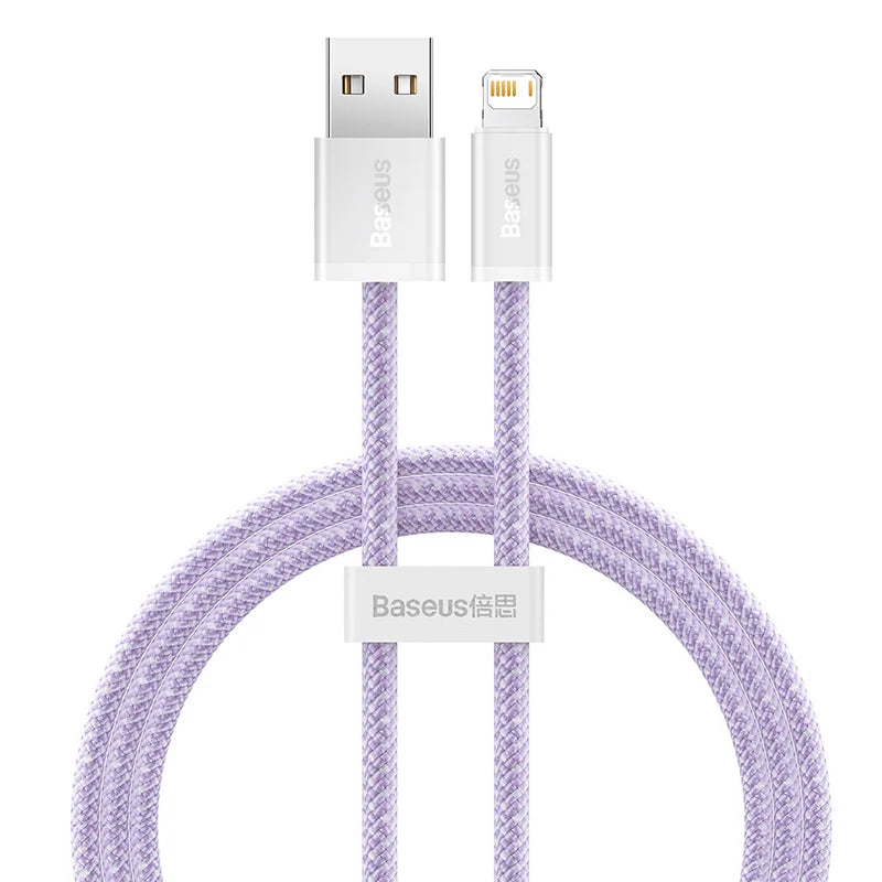 Cabo Baseus Lightning 2.4A – 2m, Carregamento Rápido e Nylon Reforçado para iPhone