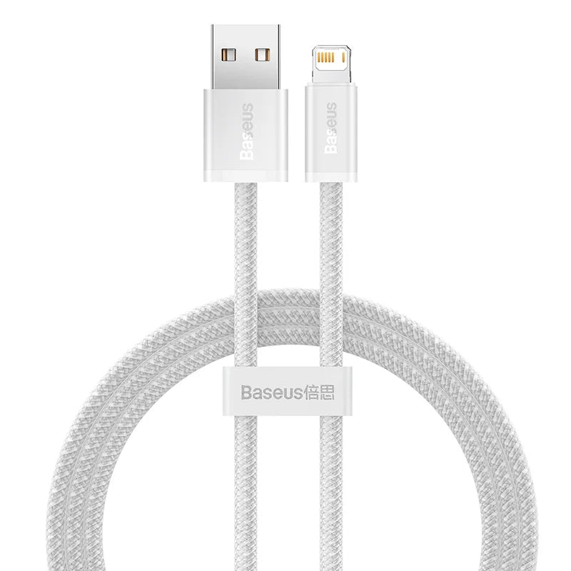 Cabo Baseus Lightning 2.4A – 2m, Carregamento Rápido e Nylon Reforçado para iPhone