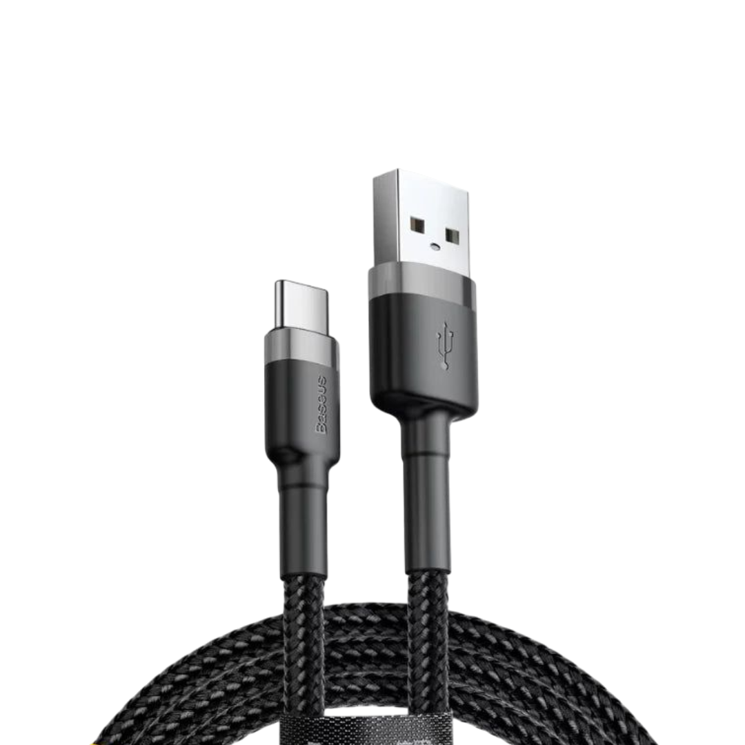 Cabo Cafule Baseus USB-C 3A – Carregamento Rápido, Nylon Reforçado e Alta Durabilidade